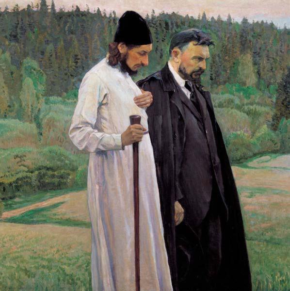 Mikhail Nesterov Philosophers depicts Symbolist thinkers Pavel Florensky and Sergei Bulgakov France oil painting art